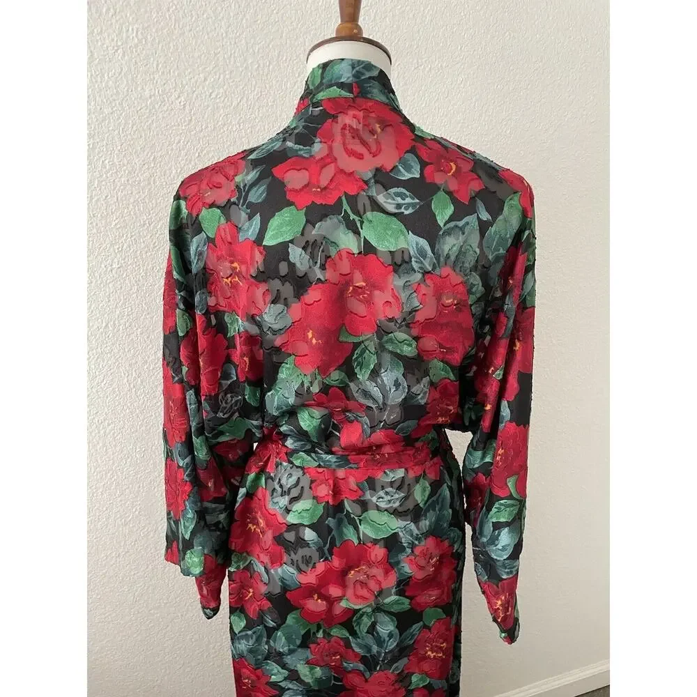 Victoria's Secret Vintage Sleepwear Robe Belted Multicolor Floral